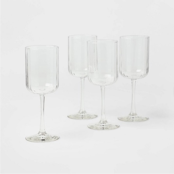 NEW Threshold 4pk Saybrook Stemmed Wine Drinkware Set Cups - Picture 2 of 4